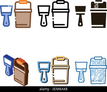 spatula bucket icon vector looks outline Stock Vector