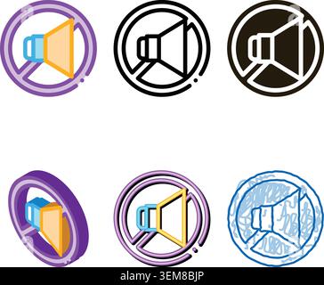 strikethrough dynamic icon variations outline Stock Vector