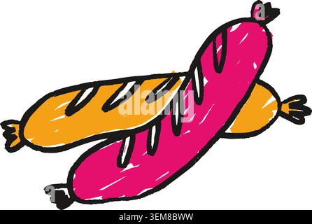 Sausage Pair BBQ Grill Food Grilling Outdoor Stock Vector