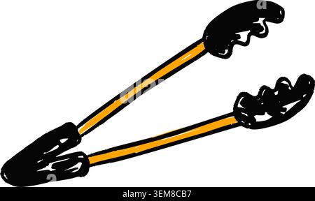 BBQ Tongs Grill Tool Barbecue Cook Father Stock Vector
