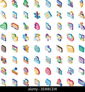 Isometric icon set representing business and technology concepts Stock Vector