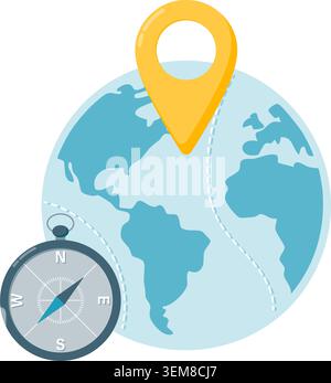 Globe with Location Pin Stock Vector