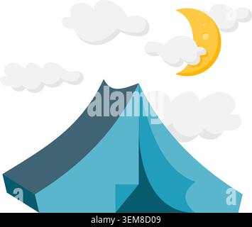 Tent with Crescent Moon and Clouds Stock Vector