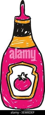 Ketchup Bottle Tomato Sauce Condiment BBQ Grill Stock Vector
