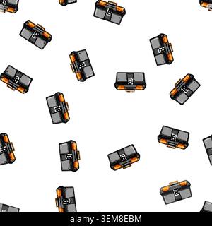 pattern Plastic toolbox featuring a handle and storage compartments Stock Vector