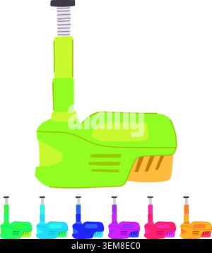 Yellow car jack tool lifting vehicle maintenance concept graphic Stock Vector