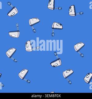 seamless pattern egg hand mixer cartoon vector Stock Vector
