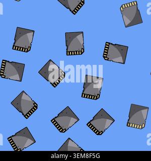 seamless pattern terabyte sd card cartoon vector Stock Vector