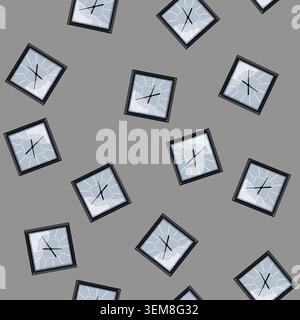 seamless pattern hour wall clock cartoon vector Stock Vector
