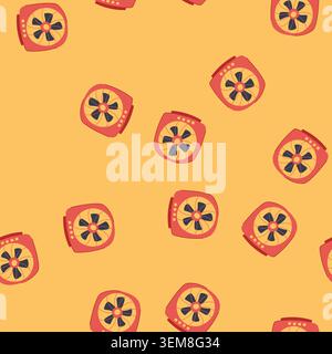 seamless pattern office desk fan cartoon vector Stock Vector