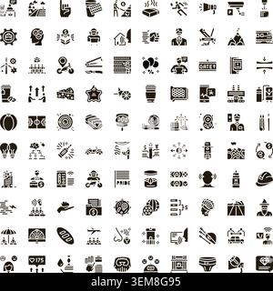 Diverse glyph icon set illustrating business and lifestyle Stock Vector