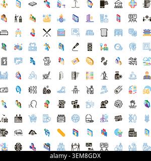 Diverse collection of isometric and outlined icons Stock Vector