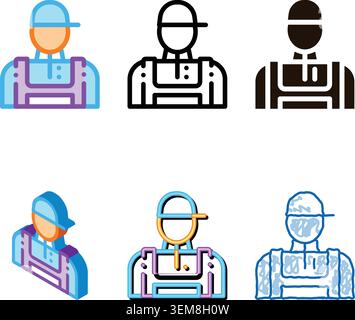 minimal conditioner repairman worker vector thin line icon Stock Vector