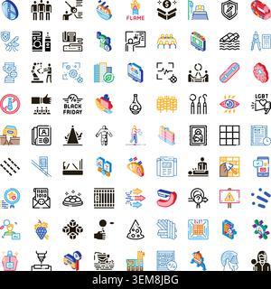 Diverse modern abstract icon collection featuring various concepts Stock Vector