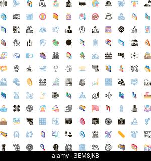 Diverse icons representing business, health, and technology concepts Stock Vector