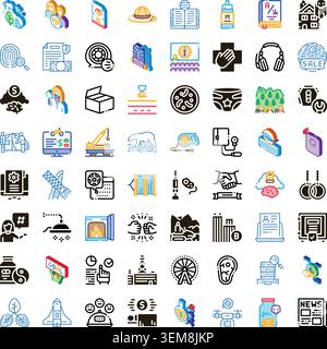 Collection of business, technology and social vector icons Stock Vector