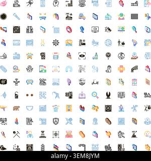 Diverse collection of ui symbols and modern pictograms Stock Vector