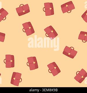seamless pattern suitcase briefcase leather cartoon vector Stock Vector