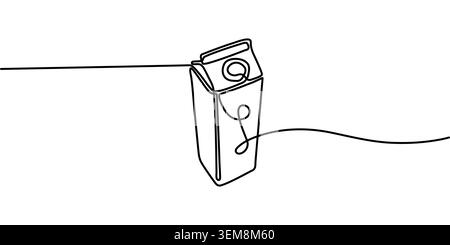 Minimalist Continuous Line Drawing of a Milk or Juice Carton Stock Vector