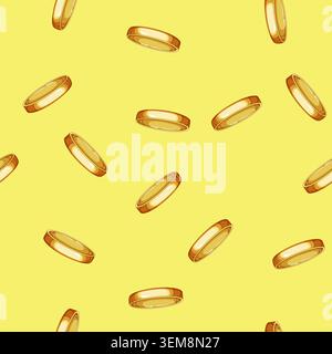 seamless pattern shape golden ring cartoon vector Stock Vector