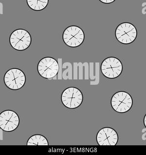seamless pattern time wall clock cartoon vector Stock Vector