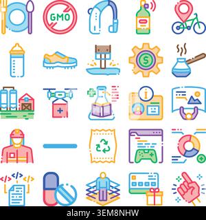Compiling diverse linear icons representing modern concepts and technologies Stock Vector