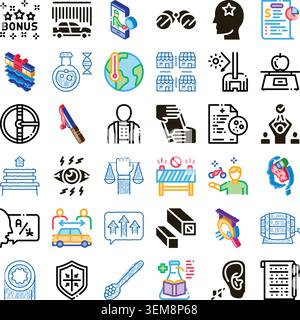 Collection of diverse icons illustrating abstract concepts Stock Vector