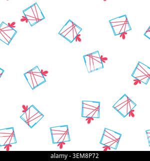 pattern hand drawing gift box representing giving and surprise Stock Vector