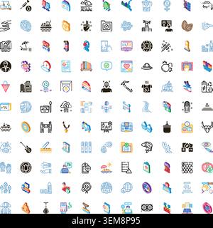 Large collection of diverse isometric pictogram icons concept Stock Vector