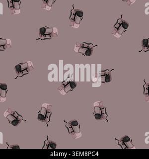 seamless pattern mountain backpack camp cartoon vector Stock Vector