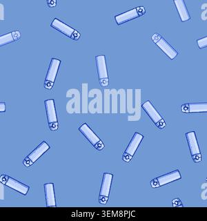 seamless pattern water thermos bottle cartoon vector Stock Vector