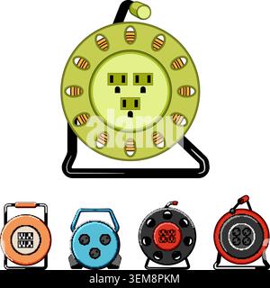 Portable power cord reels providing electricity solutions Stock Vector