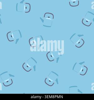 seamless pattern stainless kettle cartoon vector Stock Vector