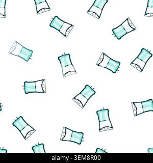 pattern saline iv drip bag cartoon vector Stock Vector