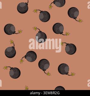 pattern explode bomb sketch hand drawn Stock Vector