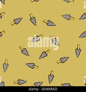seamless pattern flint arrowhead cartoon vector Stock Vector