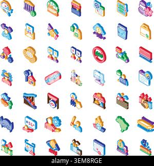 Business services and diverse concepts isometric icons set Stock Vector