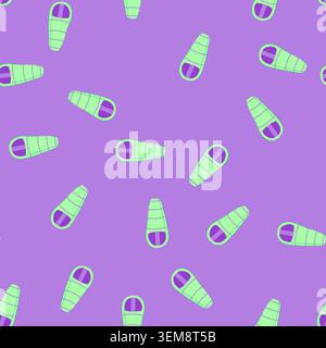 seamless pattern fabric sleeping bag cartoon vector Stock Vector