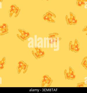 seamless pattern caldera lava puddle cartoon vector Stock Vector