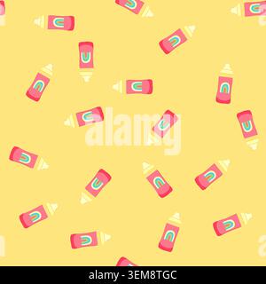 seamless pattern kid sippy cup cartoon vector Stock Vector