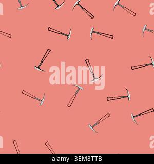 seamless pattern carpentry masons hammer cartoon vector Stock Vector