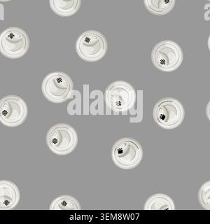 seamless pattern sensor smoke detector cartoon vector Stock Vector