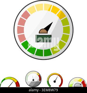 Speedometer displaying data with various risk indicators Stock Vector