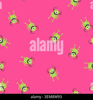 seamless pattern dragon monster with horns cartoon vector Stock Vector