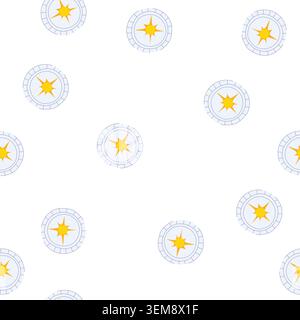 pattern east nautical compass cartoon vector Stock Vector