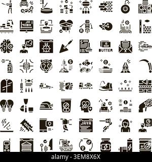 Collection of various activity related glyph icons Stock Vector