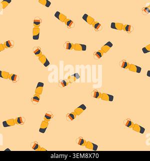 seamless pattern water bike bottle cartoon vector Stock Vector