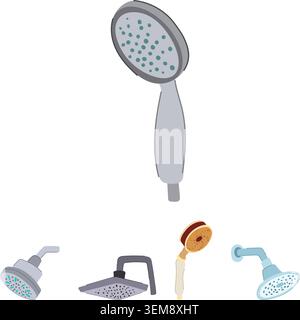 Different types of shower heads design collection Stock Vector