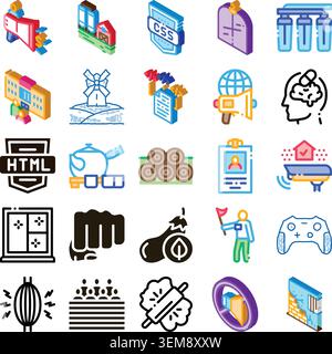Digital technology icons collection showing various concepts Stock Vector