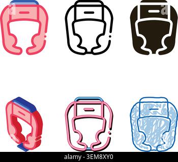 boxer minimal helmet icon vector outline Stock Vector